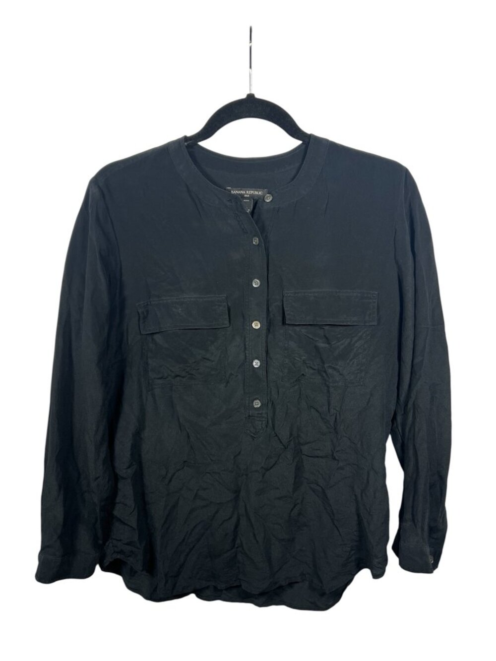 Banana Republic Top Womens Large Petite Silk Popover Blouse Lightweight Capsule